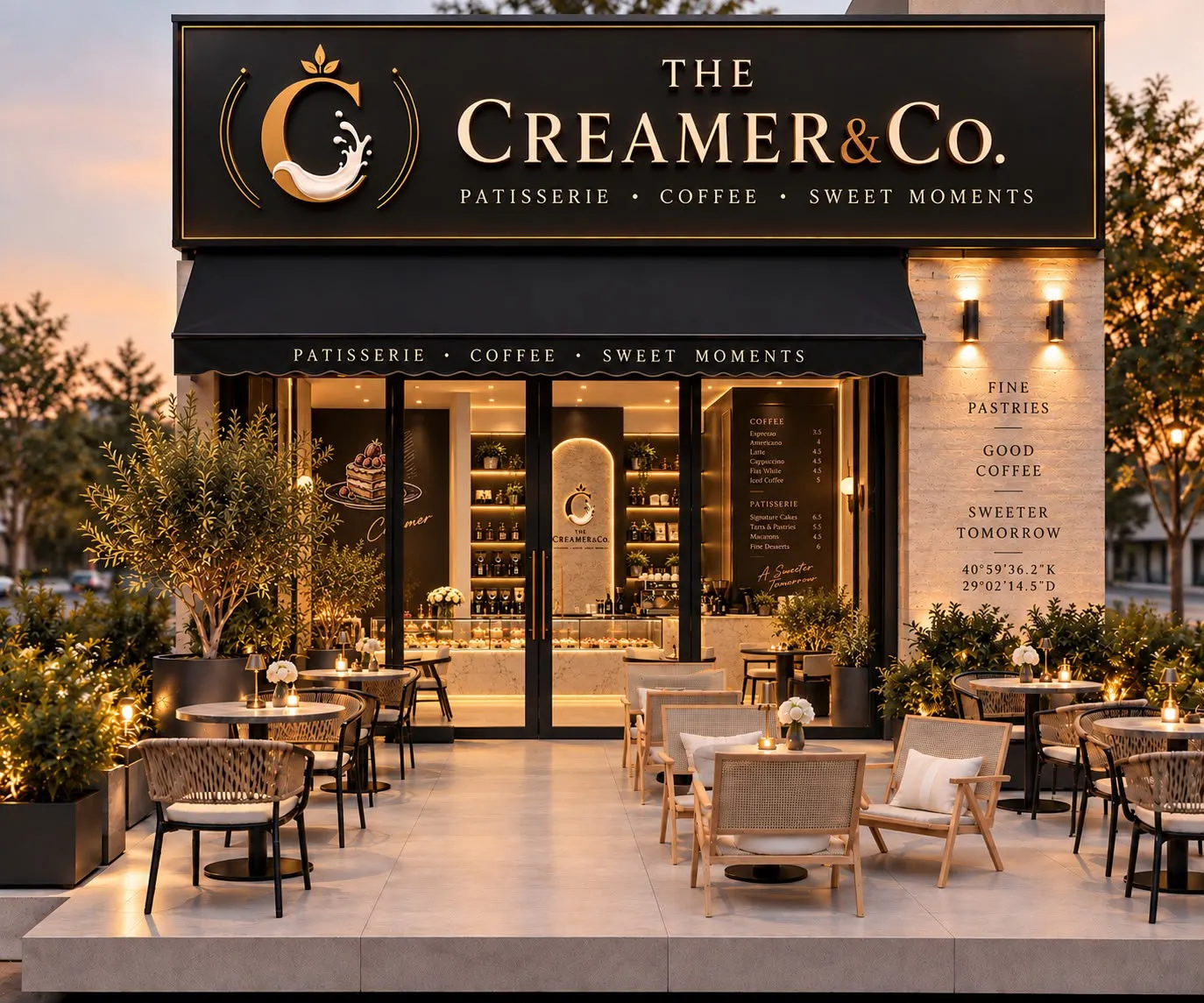 The Creamer&Co. façade and terrace